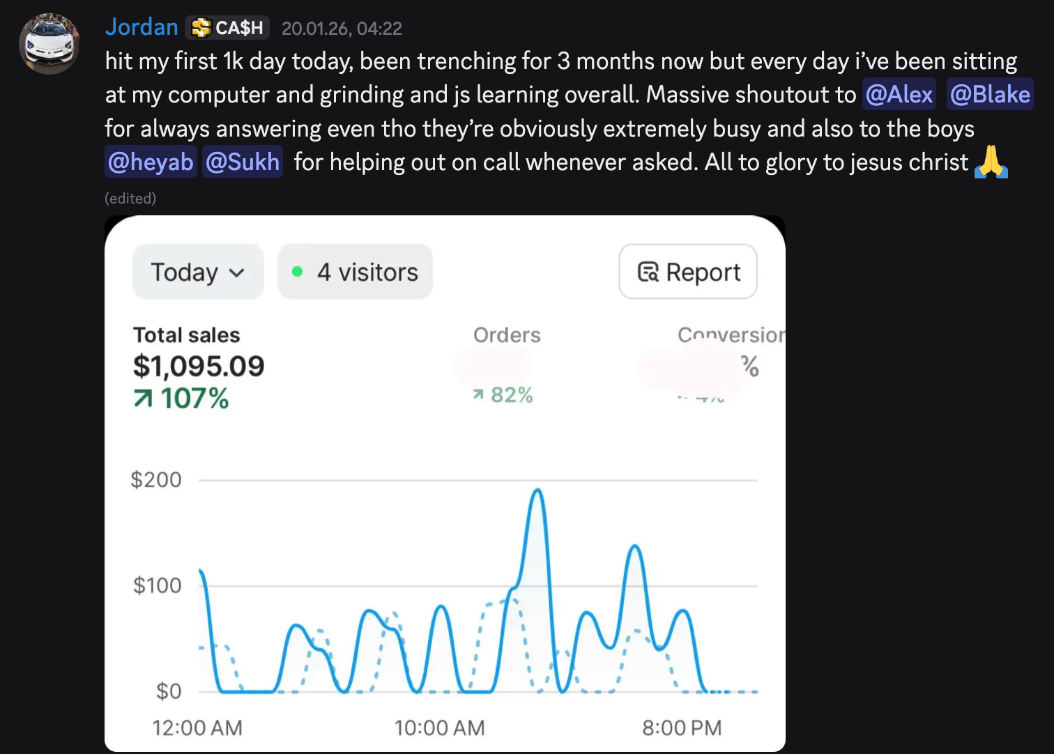 Jordan - first $1k day